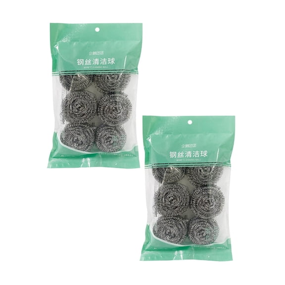 2 PCS 6 PCS Home Stainless Steel Scrubber Sponges Cleaning Metal Scrubber Scouring Pads For Pot Pan Dish Wash Cleaning Scrub Brushes For Cleaning Kitchen Gadgets kitchenware