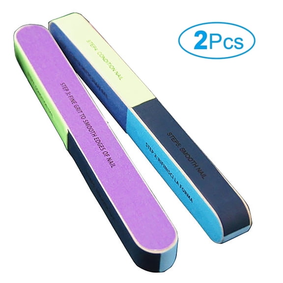 2 PCS 7 Way Nail File and Buffer Block, Professional Manicure Tools 7 Steps Emery Boards for Women Girls