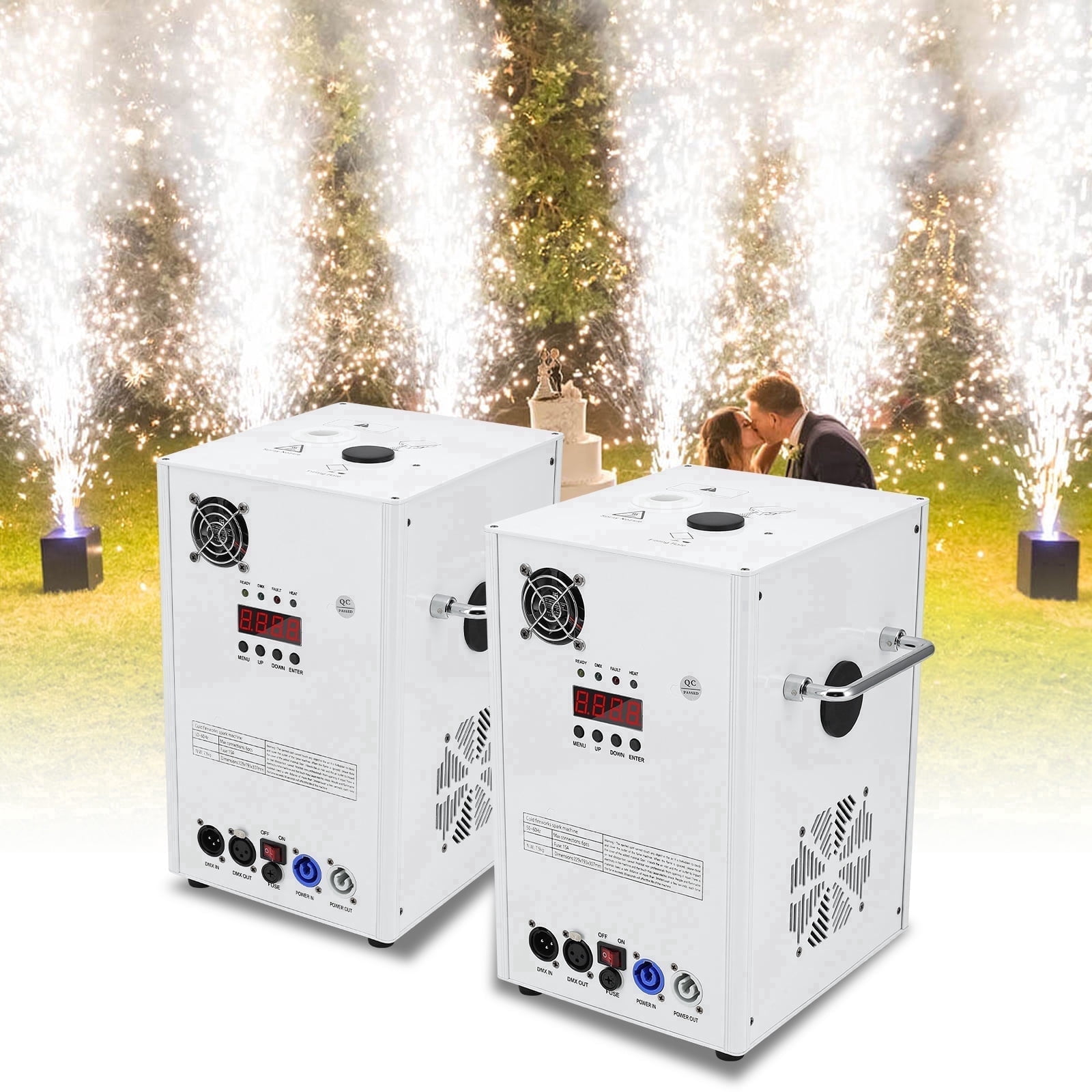 JAJALUYA Cold Spark Machine 2-Pack, 5-8.2 ft Adjustable Flames