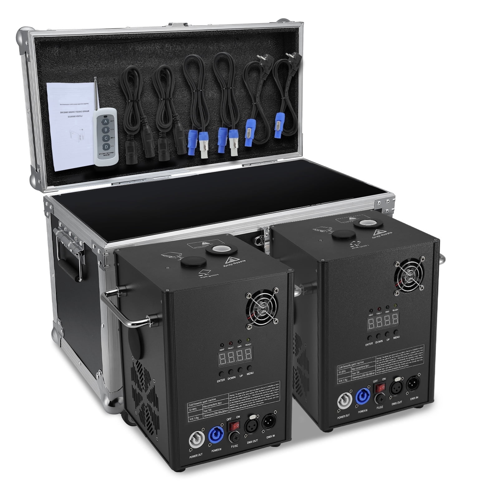 2 PCS 700W Cold Spark Machine DMX512 Firework Machine 6-19ft Adjustable for Wedding Stage Party DJ Disco with Air Box