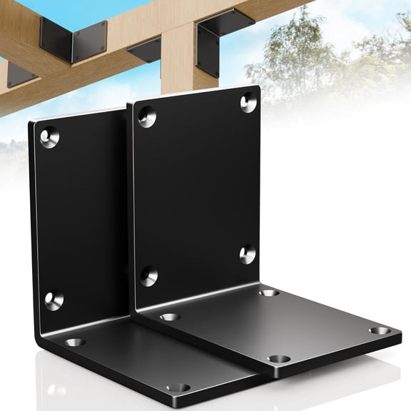 2 PCS 8"x8"x6" Heavy Duty Steel Corner L Brackets | 90 Degree Angle Bracket for Wood | 8x8 Post to Beam Connector Thickness 1/4"(6mm) | for Wood Shelves,Furniture | Max Load 300lbs