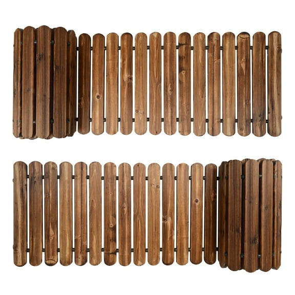 2 PCS 8FT Wooden Garden Pathway, Roll Out Straight Walkway Patio Path Decorative for Backyard, Beach, Wedding Party (Rustic Brown)