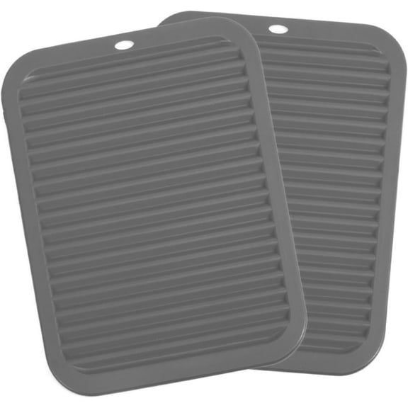 2 PCS (9"x12") Silicone Trivet Mats - Multi-Purpose & Versatile Hot Pads for Kitchen, Non-Slip Pot Holder for Countertop, Food Grade Silicone Drying Mat