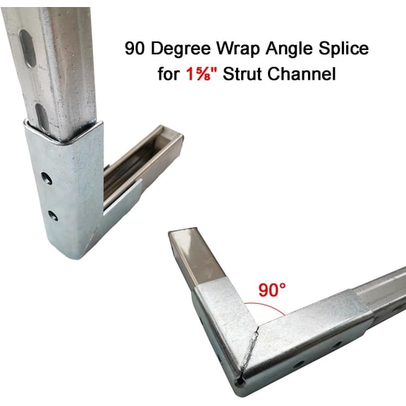 2 PCS 90 Degree Right Angle Strut Channel Joint Splice, Heavy Duty Channel Fittings Bracket for  Bolt in 1-5/8" Strut Channel, 4 Hole Corner Connector, Thickness 4mm