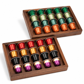 2 PCS Acacia Wood Coffee Pod Holder Tray Compatible with Nespresso Original Line, Organizer, Storage, Container, Capsule Cup Holder for Countertop or Drawer, Total 40 Pods Capacity