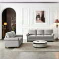 thumbnail image 1 of Living Room Sofa Set, Comfy Upholstered Loveseat Sofa and 3-seat Sofa with Silver Nails Decoration, Lounge Couch with Armrest and Solid Wood Legs for Living Room and Bedroom, Gray, 1 of 7