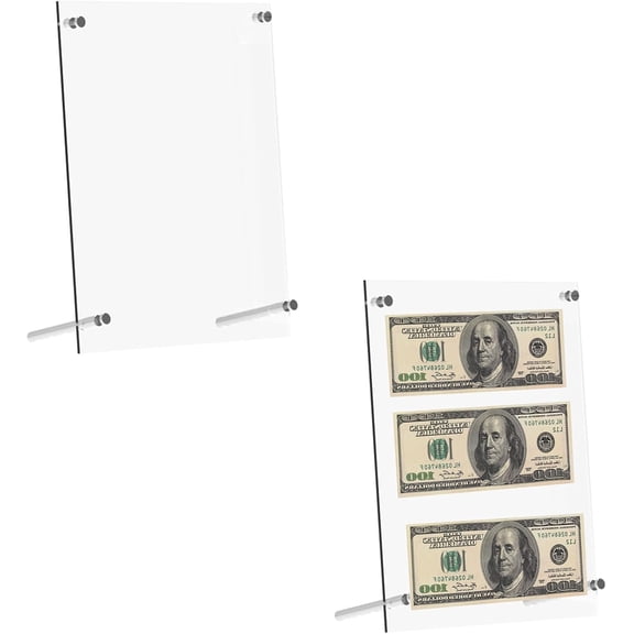 2 PCS Acrylic Dollar Bill Display Case Clear Dollar Bill Holder Display Multiple Banknotes Paper Money Holders Currency Ticket Protector Paper Money Frame for Bill Collectors 11.7 x 8.3 Inch