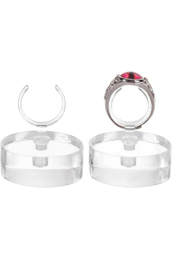 2 PCS Acrylic Ring Display Stand 1.4x1.2x1.6 inch Ring Holder Ring Holder Blocks Clear Solid Cylinder Shape Ring Showcase for Jewelry Ring Wedding Ring diy
