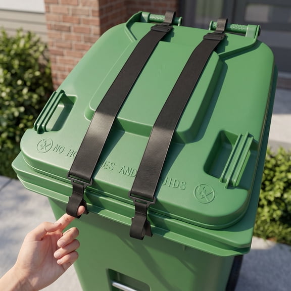 2 PCS Adjustable Double Claw Trash Can Lock Strap to Prevent Other Small Animals From Rummaging, Garbage Can Lid Lock Keeps Lid Securely in Place in Strong Winds