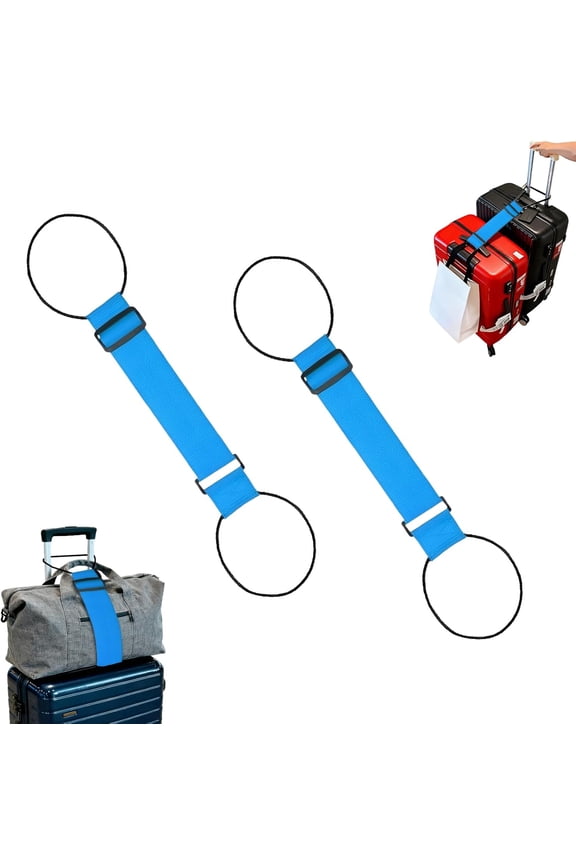2 PCS Adjustable Luggage Connector Straps, High Elastic Fastening Belt with Adjustable Buckle, Heavy Duty Webbing Suitcase Strap, Portable Travel Accessory for Luggage Securing, Travel & Business
