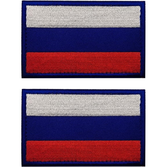 2 PCS AliPlus Russia Flag Patches Embroidered Tactical Military Morale Patch Applique Fastener Hook and Loop