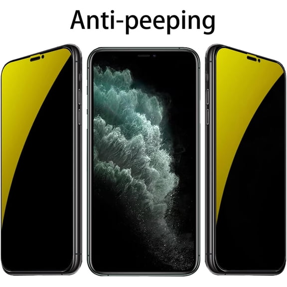 2 PCS Anti-Blue Privacy Tempered Glass Mirror Anti-Spy Screen Protector Anti-Peeping Film Suit for iPhone 11 Pro Max/iPhone XS Max, 6.5 inch Electroplated 9H Hardness Anti-scratch (Gold)
