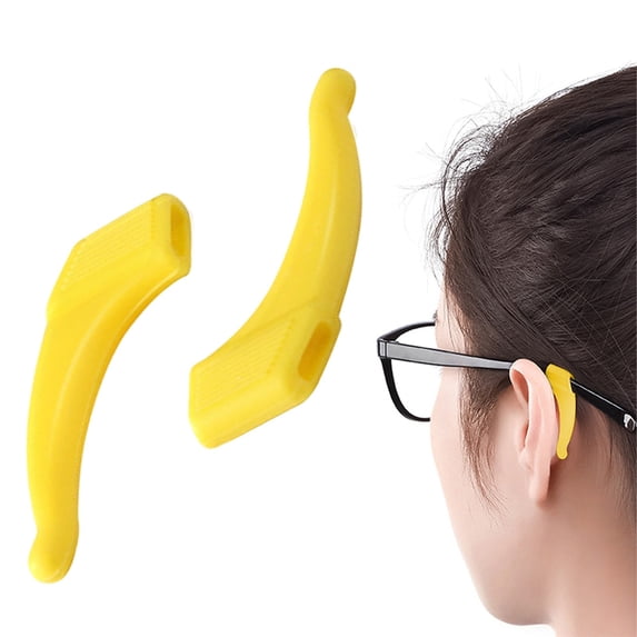 2 PCS Anti-slip Eyeglass Ear Grips Hook,Heavy-Duty Sport Eyeglass Strap Holder,Comfortable Eyewear Ear Cushion,Plastic Anti Slip Holder for Glasses for Eyeglass Temple Tip,1.57 inch (Yellow)