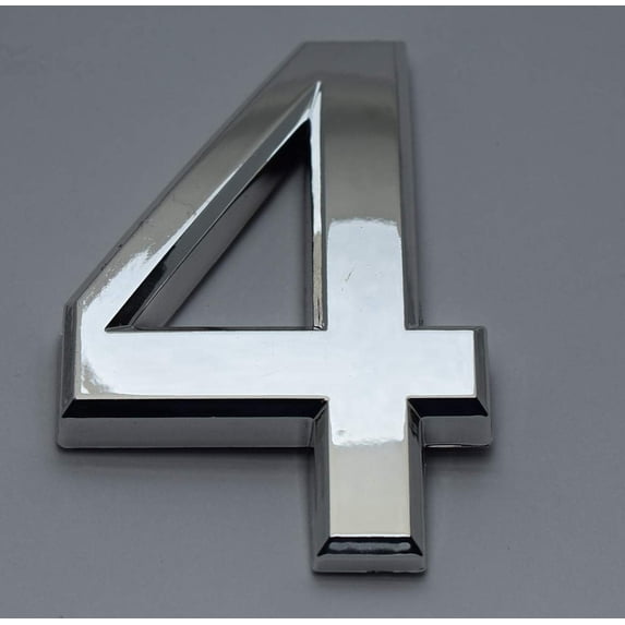 2 PCS - Apartment Number Sign/Mailbox Number Sign, Door Number Sign. Number 4 (Silver,3D, Size 2.75 x 1.75, Comes with Double Sided Tape)- The Maple line.