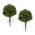 thumbnail image 1 of 2 PCS Artificial Boxwood Topiary Trees, 23.6 Inch UV Resistant Fake Bushes with Ground Spikes for Front Porch Garden Outdoor & Indoor Decor, 1 of 9