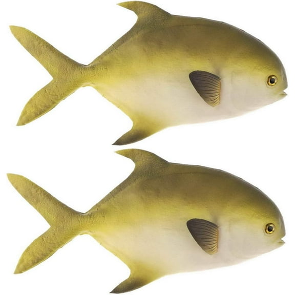 2 PCS Artificial Hanging Fish Decoration Fake Gold Pomfret Fish Lifelike Food Model for Home Party Kitchen Garden Christmas Display