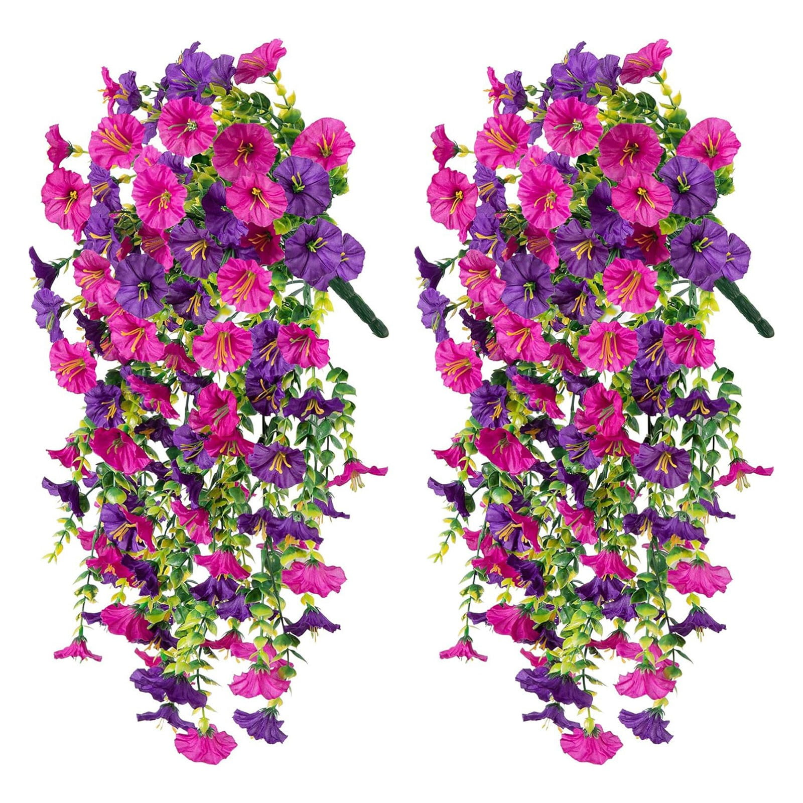 2 Pcs Artificial Petunias Flowers - UV Resistant Fake Plants For Outdoor & Indoor Decor