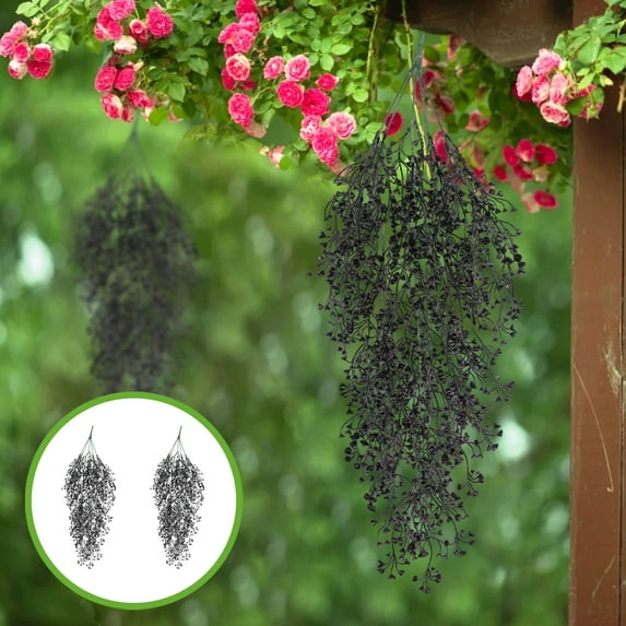 2 PCS Artificial Hanging Plants for Outdoors,Elegant Lifelike UV Resistant Faux Flowers Vine Fake Ferns,All-Weather Non-fading Silk Faux Plant for Porch Garden Yard Balcony Home Decor
