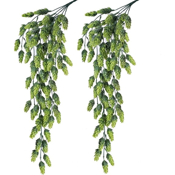 Zukuco 2 PCS Artificial Flower Hops Vine Garland Plant Fake Hanging Vine Faux Hops UV Resistant Faux Floral Greenery for Indoor Outdoor Front Porch Flower Decor