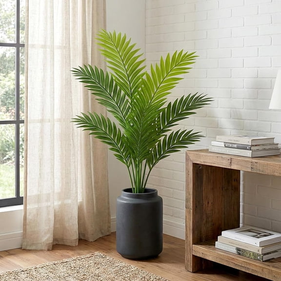 2 PCS Artificial Palm Leaves, 30 Inch Artificial Palm Tree Indoor Plants Small Fake Plant for Indoor and Outdoor, Living Room, Office and Hotel Decoration$$Home Decor, Kitchen, & Other