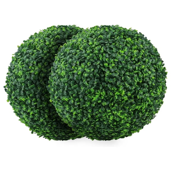 2 PCS Artificial Plant Topiary Ball, 7/10/13/15.7/19.7 Inch Faux Boxwood Decorative Balls, Greenery Hanging Balls for Outdoor, Wedding Decor, Backyard, Home Décor, Eucalyptus Grass Ball