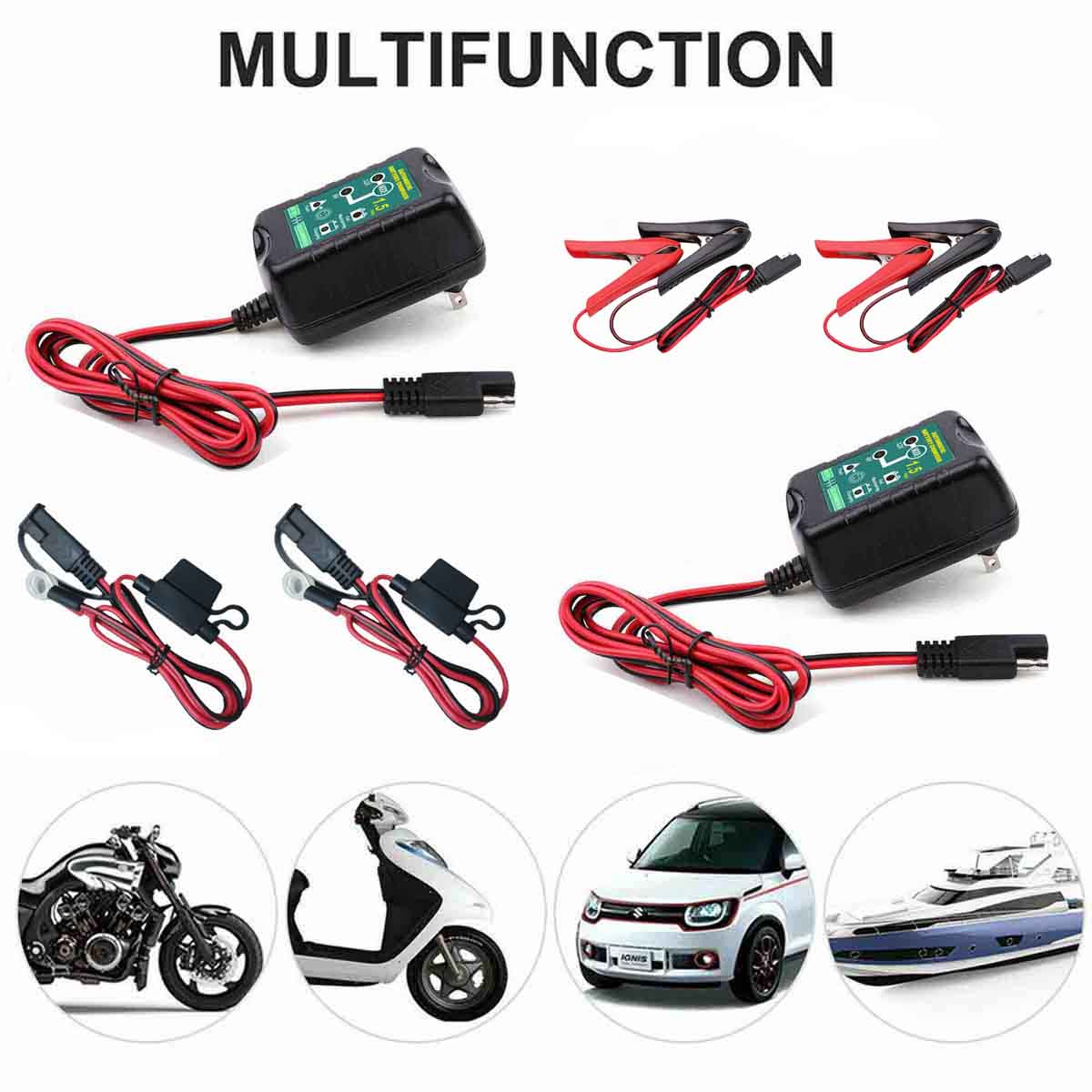 2 PCS Automatic Battery Charger Motorcycle Trickle Float For Battery