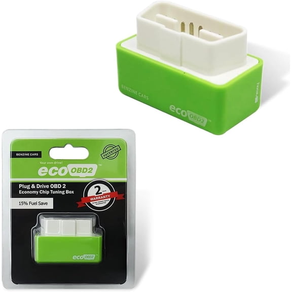 2 PCS Automobile Power Upgrade Fuel Saving, Automotive Plug and Driver Single Plate,OBD2 ECOOBD2 Automotive Energy Saver Accessories, Universal for Most Cars (Green)