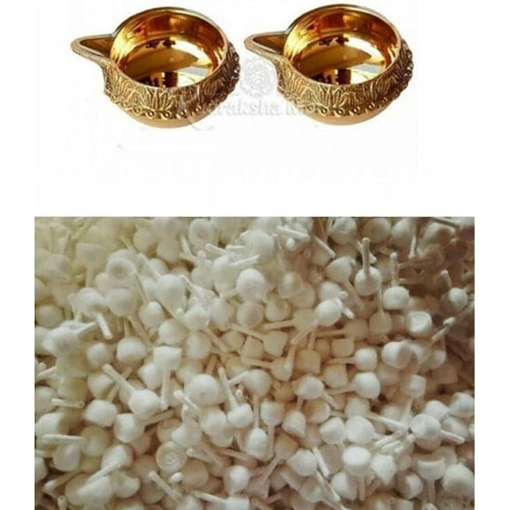 2 PCS BRASS DIYA FREE COTTON WICKS