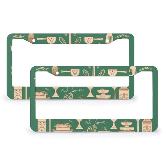 2 PCS Bakery Cooking Utensils License Plate Cover Gifts for Cook Lovers License Plate Cover Front Plates Frames Car Tag Frame Aluminum 2 Holes for US Standard Vehicles for Women Men