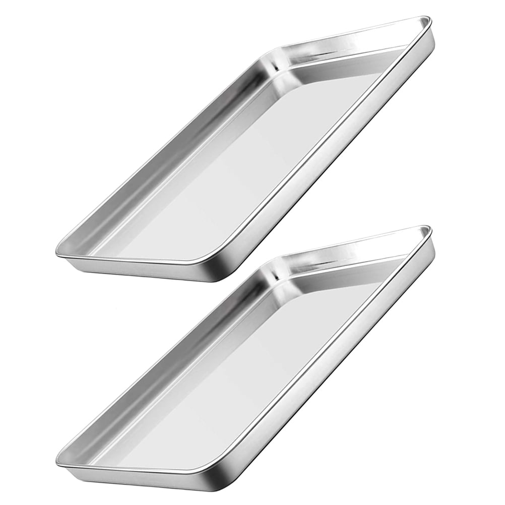 2 PCS Baking Tray Pans Kitchen Tray Flat Bottom Baking Pan Breakfast Tray Pizza Baking Pan Grilling Plate