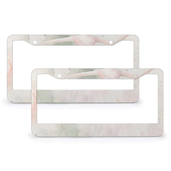 2 PCS Ballerina Girls License Plate Frame Ballet Dancer License Plate Frame License Plate Shield Frame Quality Aluminum Metal 2 Hole for Men/Women