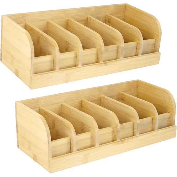 2 PCS Bamboo Belt Organizer, 6 Compartments Belt Storage Organizer for Closet and Drawer, Belt Display Box for Men Women