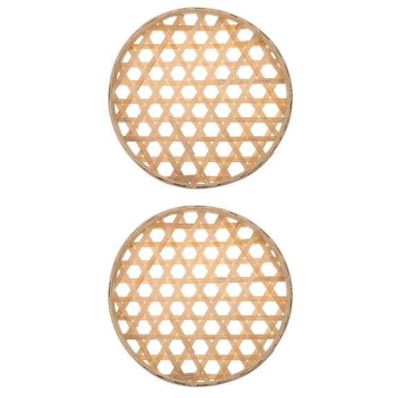 2 PCS Bamboo Strainer Woven Storage Basket Fruit Sieve Colander for Home Multifunction