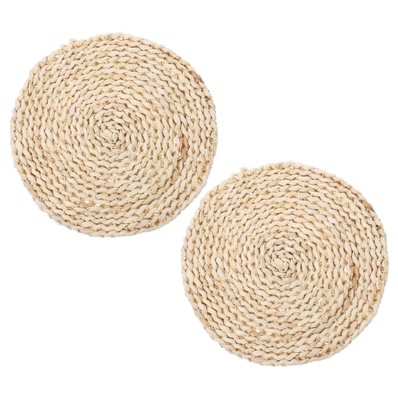 REOFLYUP Round Braided Mats Bamboo Handmade Coasters 2PCS 8.7in