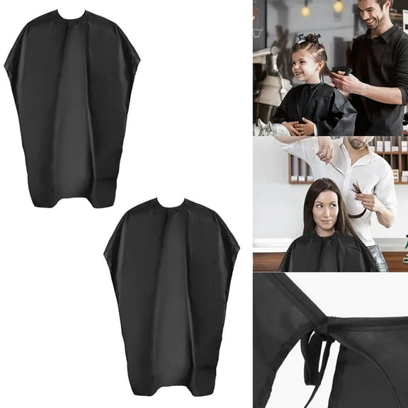 2 PCS Barber Cape, Haircut Cape, Professional Hair Cutting Gown, Waterproof Salon Haircut Gown with Elastic Neckline for Hairdresser, Black