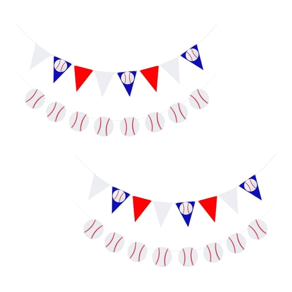 2 PCS Baseball Party Decorations Flag Hanging Decors Baby