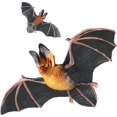 thumbnail image 1 of 2 PCS Bat Figurine Hand Painted Bat Animal Figures Large Bat Model Decoration for Halloween DIY Craft Haunted House Decoration, 1 of 6