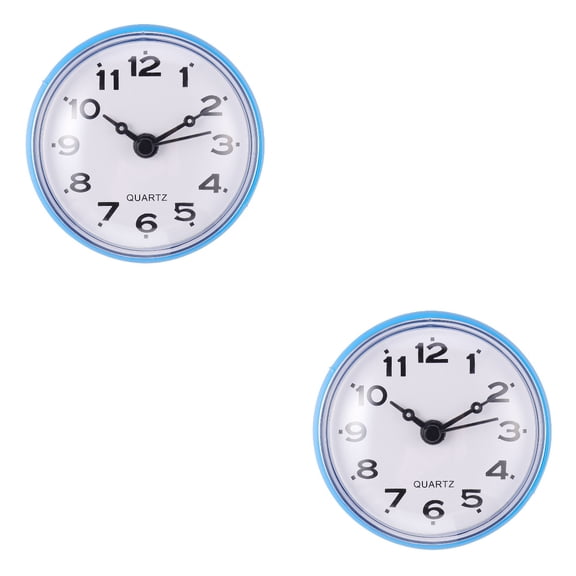 2 PCS Bathroom Alarm Clock Anti-fog Waterproof Clocks Office Man Blue