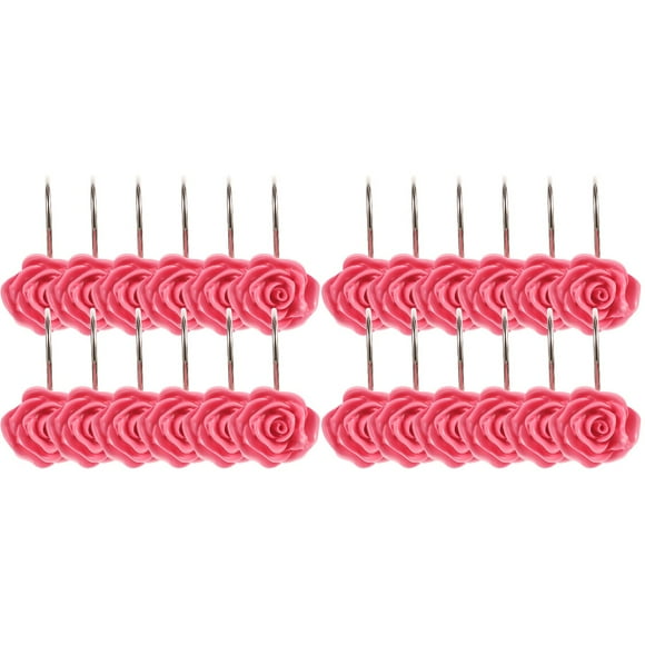 2 PCS Bathroom Hook Shower Curtain Hooks Decorative Liners Pink