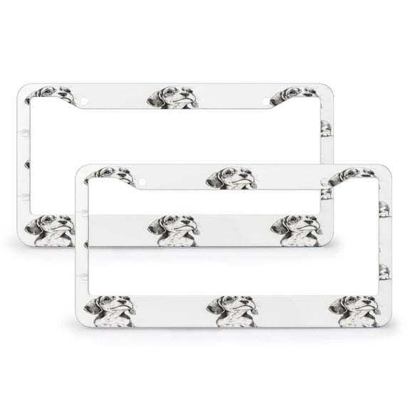 2 PCS Beagle Puppy Dog License Plate Frame Doggie Lover Gift Ideas License Plate Cover Front Plates Frames Car Tag Frame Stainless Aluminum 2 Hole for Women Men Auto Decoration Hardware