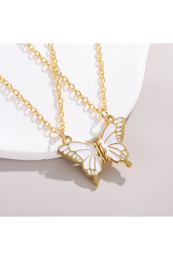 2 PCS Best Friend Necklaces Magnetic Butterfly Matching Necklaces for Best Friends Long Distance Birthday Christmas Gifts