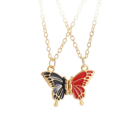 2 PCS Best Friend Necklaces Magnetic Butterfly Matching Necklaces for Best Friends Long Distance Birthday Christmas Gifts