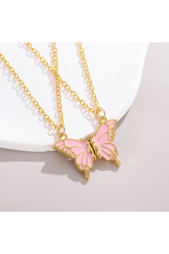 2 PCS Best Friend Necklaces Magnetic Butterfly Matching Necklaces for Best Friends Long Distance Birthday Christmas Gifts