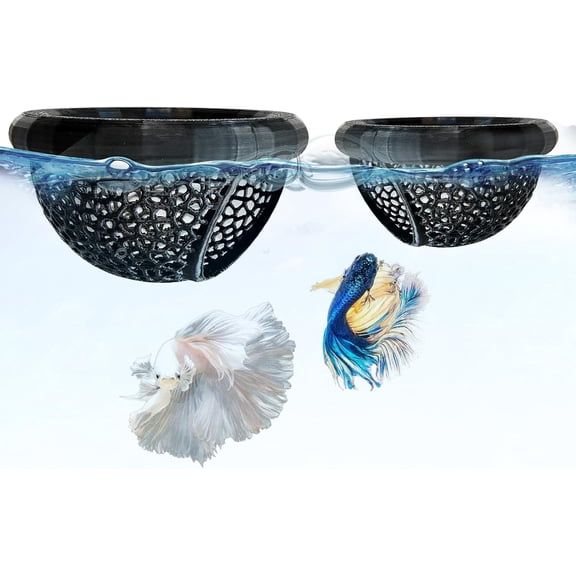 2 PCS Betta Hammock,Bett a Bed, Floating Betta Fish Hammock, 3D Printed Aquarium Decor, Betta Fish Feeder, Safe Resting Spot for Betta, Shrimp and Small Fish (Black)
