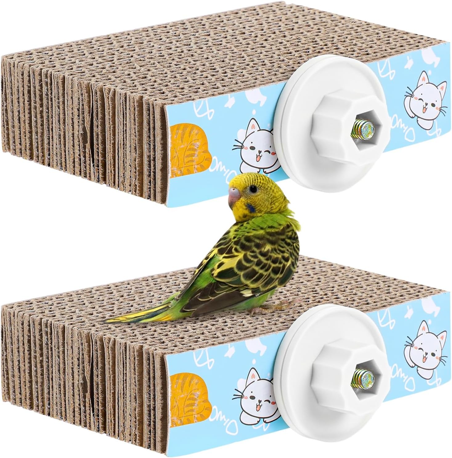 Curated visual reference: Visual Reference: 2 Pcs Bird Chew Toy Parrot Cage Perch Cardboard Platform