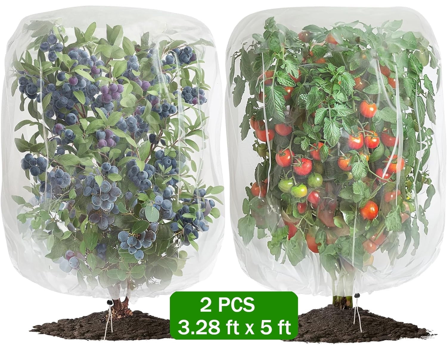 2 PCS Bird Netting, 3.28 x 5 ft Large Fruits Tree Netting,Garden ...