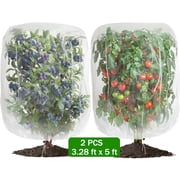 2 PCS Bird Netting, 3.28 x 5 ft Large Fruits Tree Netting,Garden Netting Plant Cover with Drawstring Transparent Bird Plant Barrier Flower Fruits Mesh Screen for Preventing Deer Squirrel