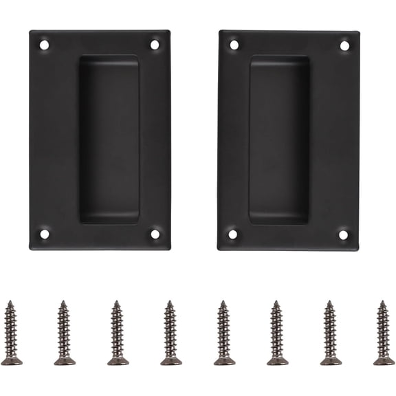 2 PCS Black Flush Pulls Rectangular Sliding Door Embedded Handles Stainless Steel Recessed Flush Finger Pull Sliding Closet Handle for Drawer Cupboard Wardrobe Dresser(128 * 83 mm