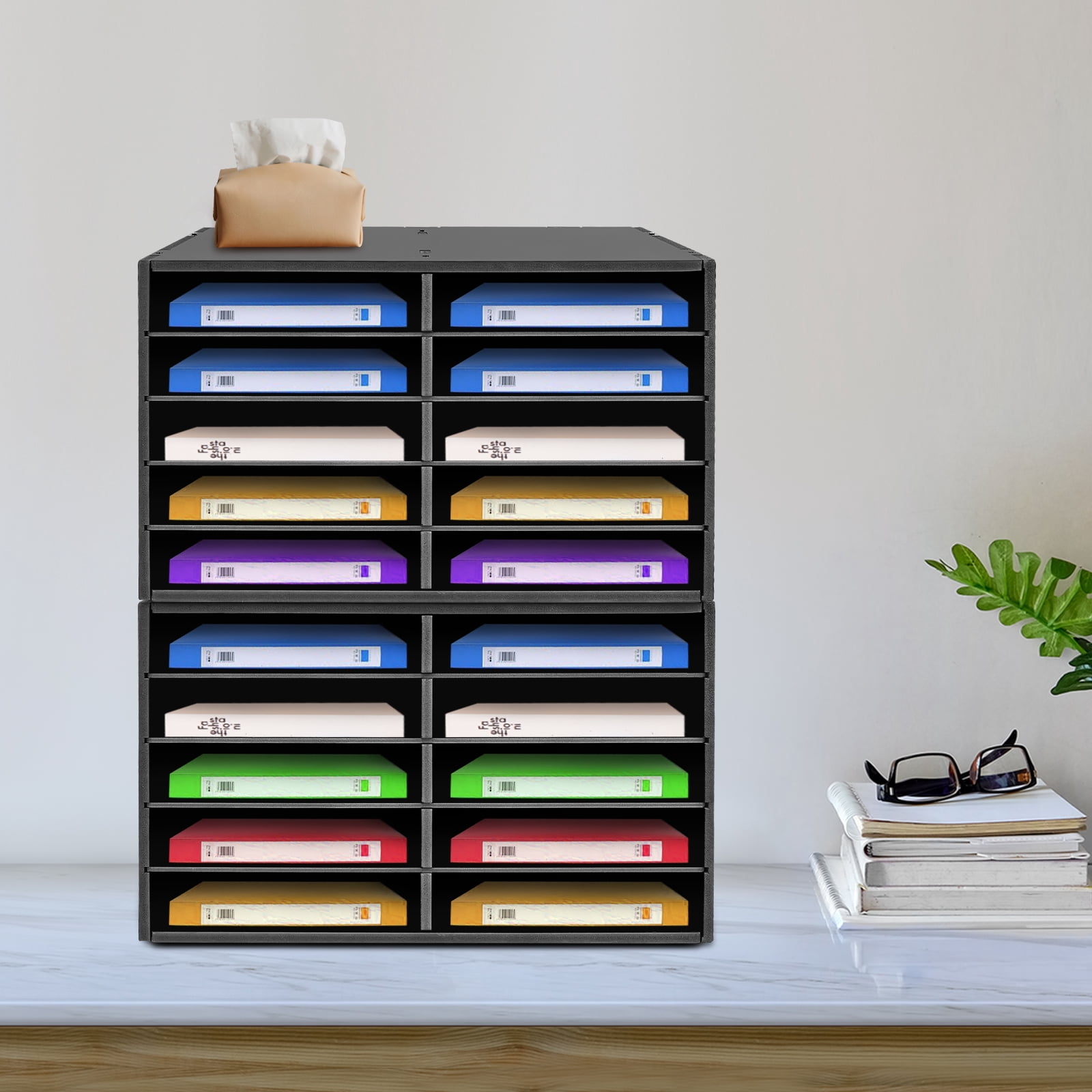 2 PCS Black Paper Storage Cabinets, File Storage Cabinet, Office File Storage Cabinet,  suitable for use in the study, bedroom, living room, conference room, classroom, office