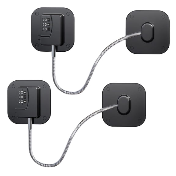 2 PCS Black Password Fridge Lock with Strong Adhesive, Square Digital Fridge Locks for Children and Fridge Locks for Adults No Drilling for Freezer Door File Drawer Cabinet Cupboard Windows